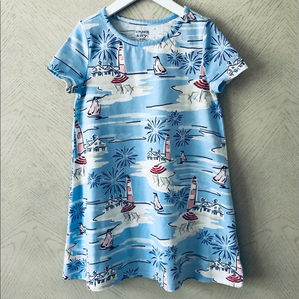 Crown & Ivy Nautical Beach Dress, Red White & Blue, Size 6